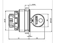Key Switch Actuator • 35mm Flush Bezel • 1 Inlet -2 pos., Latching 90° [K359L2L1]
