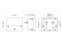 Panel Meter, measuring DC Amps with Range 50A and Shank 52mm with face Size 70x60mm [PM1 50ADC]