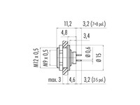 Circular Connector M9 Panel Flange Female 4 Pole Front Mount PCB Contacts IP67 [09-0412-90-04]