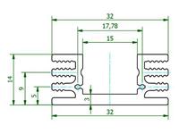 Extruded Heatsink for TO-220 • pattern Drilled • Rth= 10 K/W • Length : 37.5mm • Black Anodised surface [SK75-37,5SA220]