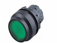 Push Button Actuator Illuminated Momentary • Green Lens • Black 30mm High Bezel [P304MG]