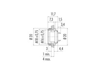 Circular Connector M16 Panel Female 12 Pole Front Mount Gold Plated  Contacts IP40 [09-0332-80-12]