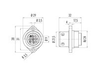 Circular Connnector - RD24 Style Binder 4 Pole (3P+Earth) Panel Flange Mount Male Screw Term. 16A/400VAC .IP67 -VDE Approved [09-4223-00-04]