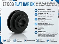 Flat Bar Insulator - Bobbin - Flat Bar- Black {EI-BFBB} [EF BOB FLAT BAR BK]