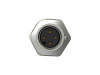 Circular Connector M12 A Code Female 4 Pole. Screw Lock Front Panel Entry Rear Fixing Solder Terminal. PG9 - IP67 [PM12AF4F-S/9]