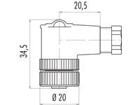 Circular Connector M12 US COD (1/2" UNF) Cable Female Right Angled 3 Pole Screw Terminal IP67 [99-2430-24-03]