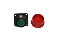 Circular Connector MIL-DTL-5015 Style Screw Lock Environmental Square Flange Panel Receptacle 5 Poles #16 Contact Female Solder 13A 500VAC/700VDC (MS3102E16S-8S) [MS3102E-16S-8S]