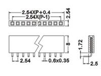 4 way 2.54mm PCB Right Angled Pins SIL Female Socket Header [724040]