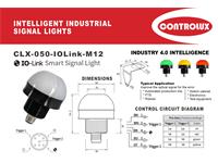 Industrial Intelligent LED Panel Dome Signal Lamp - I/O Link Interface 3 Color RYG - 50mm OD 24VDC - 30mm Panel Cut Out with M12 Connector [CLX-O50 IO-LINK -M12]