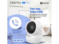Ezviz Smart Home WiFi Camera Pan & Tilt 3MP 4mm Lens, Viewing Angle:82° (Horizontal), 48° (Vertical), 98° (Diagonal), 3D DNR, WDR, H.264/H.265, Smart Color Night Vision, 1xRJ45 10/100, Auto-Tracking, Motion/Human Shape Detection, Type-C 5V1A [EZVIZ CS-C6N-R105-1L3WF]