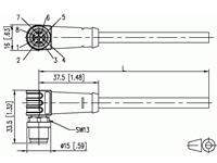 Circular Connector M12 D COD Female 4P Screw Lock M16 X 1,5 Rear Panel Entry Front Mount to RJ45 Male Plug with 500mm Shield Profinet Cable IP67. [142M4D25005]