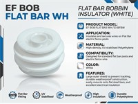 Flat Bar Insulator - Bobbin - Flat Bar- White {EI-BFBW} [EF BOB FLAT BAR WH]