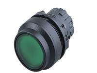 Push Button Actuator Illuminated Latching • Green Lens • Black 30mm High Bezel [P304LG]