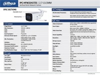 Dahua 2MP IR Vari-focal Bullet IP Camera, 2MP, 2.7-13.5mm, 1/2.8” CMOS image sensor, 60 m IR, 2MP (1920 × 1080)@25/30 fps, IP67, 12V DC, 238.5mm×90.7mm×90.7mm, 1.02kg [DHA IPC-HFW2241TZS 2.7-13.5MM]