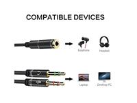 HEADSET , Y - SPLITTER AUDIO CABLE ADAPTER WITH SEPARATE MICROPHONE AND HEADPHONE CONNECTOR FOR PC AND LAPTOP,FEMALE 3.5MM JACK SOCKET TO 2 x 3.5MM MALE JACK PLUGS.(~25CM CABLE LENGTH) [HEADSET AUDIO+MIC CABLE #TT]