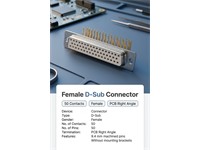 50 way Female D-Sub Connector with PCB Right Angle termination and ( 9.4mm) Machined Pins and without Mounting Brackets [DD50S1A0N]