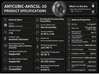 Anycubic PLA Silk Filament 1.75mm 1KG Silver [ANYCUBIC-AHSCSL-10]