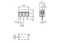 5mm Screw Clamp Terminal Block • 2 way • 13.5A - 250 / 750V • Straight Pins • Grey [CZM5-2]