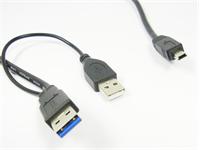 USB SPLITTER CABLE REV 3 ,A-MALE TO A-MALE TO MINI USB (APPROX 55CM) [USB CABLE AM-AM TO MINI USB #TT]