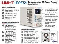 Programmable DC Power Supply 1CH 180W Resolution:10mV/1mA, O/P Voltage & Current: 0~60V / 0~8A, Display: 2.8Inch 4 Digit Display, RS-232, 255x87x174mm, 2.5kg [UNI-T UDP6721]