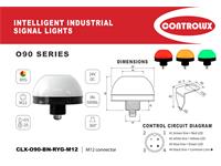 Industrial LED Panel Dome Signal Lamp - Multi Function 3 Color RYG - 90mm OD 24VDC - 30mm Panel Cut Out  w/M12 Connector [CLX-O90-BN-RYG-M12]