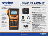Brother P-Touch E310BTVP Handheld Printer, Bluetooth Enabled, 6-18mm Tapes, Standard Print Speed: 20MM Speed, Includes 1xTZE FX241, 1xRechargeable Li-Ion Battery, USB-C Cable 1m, Carry Case & Hand Strap, 0.785 kg [BRH PTE-310BTVP]