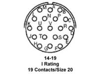 Circular Connector MIL-DTL-26482 Series 1 Style Bayonet Lock Square Flange Panel Receptacle with Rear Thread Male 19 Pole #20 Crimp Contact 7,5A 600VAC/850VDC (MS3120E-14-19P)(85100R1419P50) [PT00SE-14-19P]
