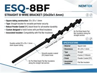 Square Tube Bracket - 20X20X1,6mm - 8W Black Straight {ESQ-8BF} [EF ESQ-8BF]