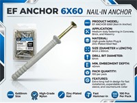 Nail in Anchor, Size : 6x60mm (100 per pack) [EF ANCHOR 6X60]