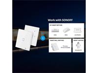 SONOFF 4X2 White Glass Panel Touch Wall Light Single Switch. Can Be Controlled Via 433MHZ RF or WiFi Through EweLink APP. US Version. THE COLOR OF The Glass Panel Is Slightly Different From SONOFF T2 WIF+RF TOUCH US 1W WH, Leaning More Toward Snow White. [SONOFF T2 WIF+RF TOUCH US 1W SWH]