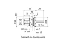 Circular Connector M12 A COD Panel Male 5 Pole Rear Mount PG9  0,2M Cable Pigtail  IP68 [09-3441-116-05]