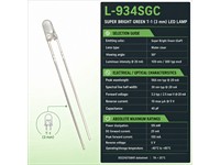 3mm Round Super Bright LED Lamp, Super Bright Green - IV= 150mcd [L-934SGC]