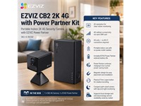 EZVIZ Smart Home Indoor Battery Camera & Power Partner Kit 4G, 3MP 4mm LENS, 8M IR, 1/2.8” CMOS, 3D DNR, H.265/H.264, Magnetic Base, AI Powered Human Shape Detection, Two-Way Talk, Supports Micro SD up to 512GB, Type-C, Black [EZVIZ CS-CB2/PB-R105-BK]