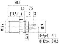 8 way Male Cylindrical Socket with Screw Lock and Front Mount [09-3481-550-08]
