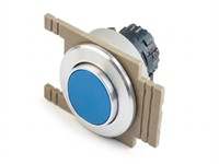 PB Actuator Non-Illum. Mom - blue raised button 35mm aluminium flush bezel [PB352MAB]