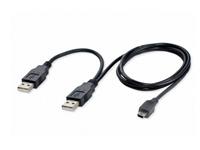 USB Y MINI CABLE - 2 x USB 2.0  A MALE TO MINI USB 5PIN  MALE   , LENGTH 50CM  , THIS IDEAL FOR ENERGY-HUNGRY DEVICES WITH 5-PIN MINI-USB B (F) PORTS (EXTERNAL HARD DRIVES, ETC.). [USB A-MALE X2 TO MINI USB 5PIN]