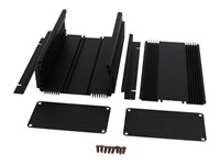 160x110x60,8mm Extruded Heat Dissipating Black Anodized Aluminium Enclosure with Metal End Plates [1455NHD1601BK]