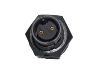 Mini-Con-X 2-position Panel Mount Socket Connector with Contact Size #20 Gold plated Solder Cup style Sockets and Standard Panel Mount Backshell [7282-2SG-300]