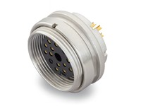 Circular Connector M16 Panel Female 16 Pole Front Mount Gold Plated Contacts IP40 [09-0340-80-16]