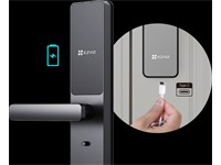 EZVIZ Smart Fingerprint Door Lock, Metallic Grey, Unlocking Method: Passcode / Proximity Card / Mechanical Key (For Emergency), 2.4GHz WiFi, Bluetooth, Lift-Up Lock Body, Type-C charging, aluminium alloy, 8xAA Alkaline Batt, IP65 (Front Panel) [EZVIZ CS-DL05]