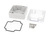 Polycarb Enclosure 65x65x40mm Grey Body Clear Lid IP66 [1554B2GYCL]
