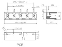 Combicon Shrouded PCB Header 90° 2P 7,5mm 12A 300V [CPM7,5-2SQE]