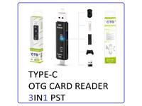 OTG Smart Universal 3-in-1 Card Reader, Model d-188, usb2.0, micro USB, Type-C, TF Card Reader. Ideal & Convenient Directly Download Pics and Data to Memory Card, without a Computer (Turn your Card Reader into a Flash Drive) NB :(Device Should Support OTG [TYPE-C OTG CARD READER 3IN1 PST]