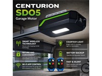 CENTURION SD05 Smart T12 GDO AC Driven Sectional Kit - Includes:2x4-Button Nova Remotes - 1xSingle Piece Track Sectional Belt Drive 3196mm (CEN SD04TRK006) - 1xCEN SD05BATKIT01 (SD05 SMART BATTERY BACK UP KIT 2x2.9AH) - 1xWall Pendant (CEN 1302PEND02) [CEN SD05 SMART (T12) SECT KIT]