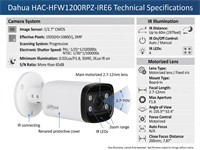 Dahua HDCVI Bullet Camera 2MP 2.7-12mm Varifocal, Motorized Lens, 60m Smart IR, 1/2.7 inch CMOS, Max 30fps@1080p, IP67, DC12V, 209.9×90.4X90.4mm, 0.70Kg [DHA HAC-HFW1200RPZ-IRE6 2.7-12MM]