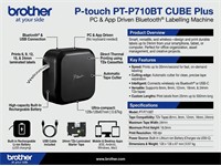 Brother PTP-710BT PC & App Driven Bluetooth Labelling Machine {Direct Thermal Printing Using TZE Cassettes} Label Width : 6, 9, 12, 18, 24mm,Max Print Height 18mm , Label Length 25~500mm , Max Print Speed 20mm Per Second , 128x128x67mm , 0.67kg [BRH PTP-710BT]