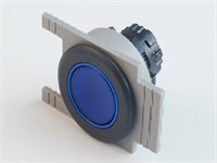 PB Actuator Non-Illum. Mom - blue flush button 35mm met. silver flush bezel [PB351MSB]