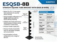 Square Tube 8 Line + Base Plate Black 20 x 20 x 1.6mm [EF ESQSB-8B]