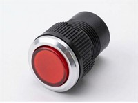 PB Actuator Non-Illum. Mom - red raised button met. silver 30mm bezel [PB302MRS]