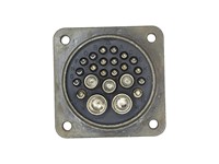 Circular Connector MIL-VG95234 Rev Bayonet Lock Square. Flange Panel Receptacle with Rear Thread 23 Pole 16x #16/2x #12/3x #8/2x #4 Contacts. Male Solder. 13A/23A/46A/80A @ 500VAC/700VDC [CA3100A-32-6PB]